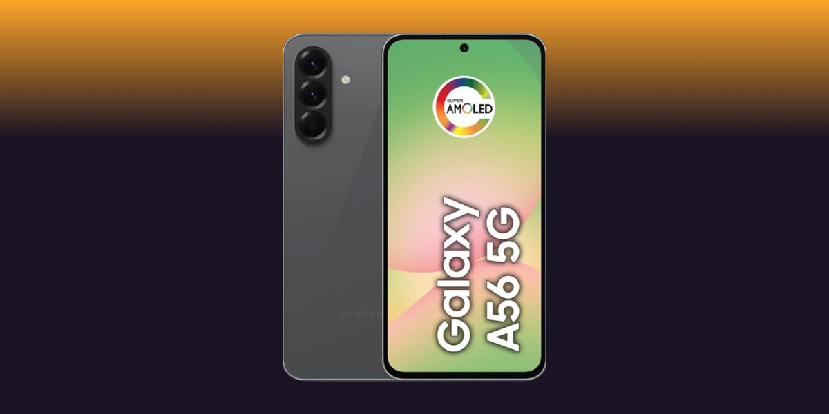 Galaxy A56 5G na cor cinza com tela AMOLED