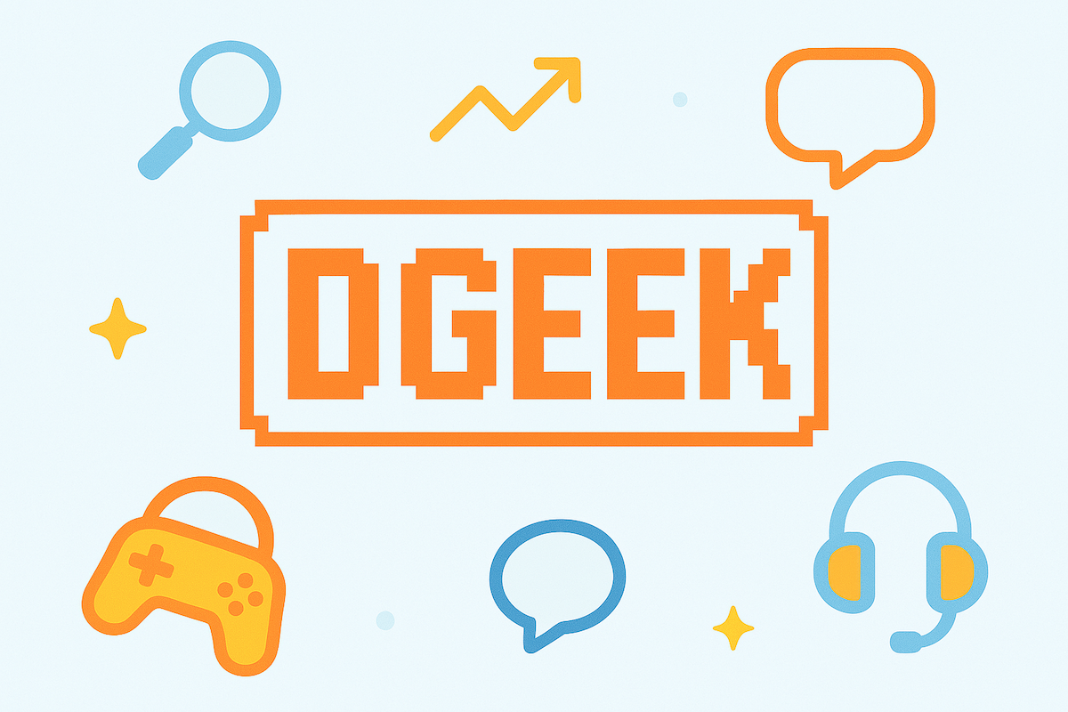 Ilustração do universo geek com ícones de games e tecnologia.