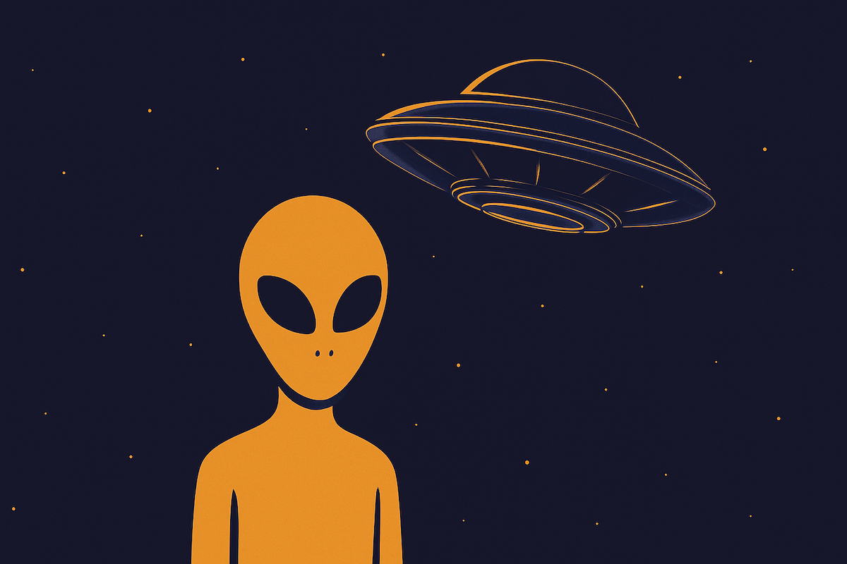 uma imagem caricata sobre vida extraterrestre