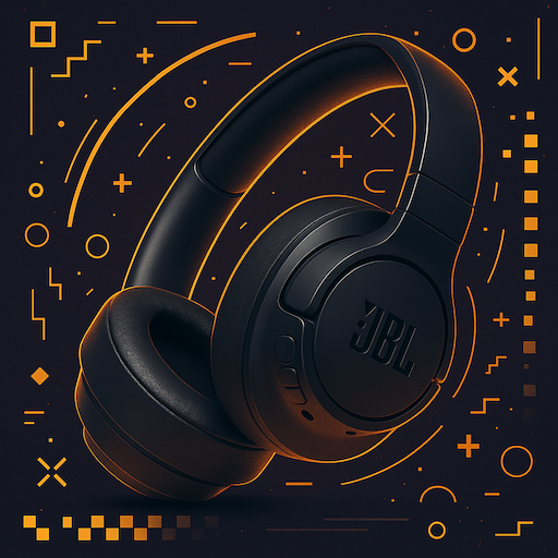 Fone JBL Tune 710BT em cores escuras, mostrando almofadas auriculares macias