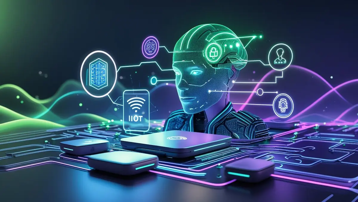 Ilustração futurista representando as 5 principais competências tech para 2025: IA, segurança cibernética, cloud computing, programação e IoT.