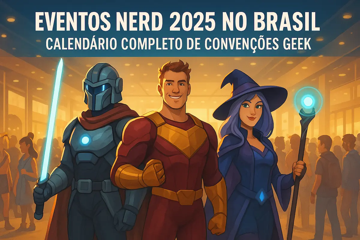 Eventos nerd: Banner com personagens de cosplay.