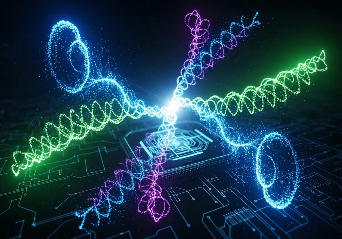 topologia na computação quântica: Representação gráfica de qubits topológicos baseados em modos de Majorana, com partículas entrelaçadas em sistemas quânticos.