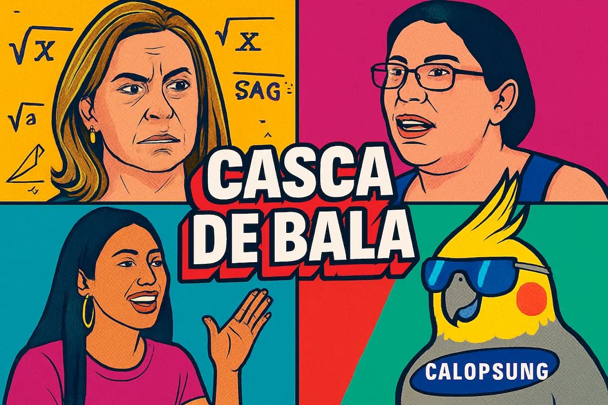 Memes brasileiros no universo geek: Montagem com Nazaré Confusa, Sanduíche-iche, Casca de Bala, Stefany Thais e Calopsung estilos geek.