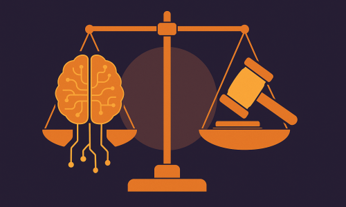 Representação visual dos dilemas éticos enfrentados no desenvolvimento e uso da inteligência artificial no cotidiano.