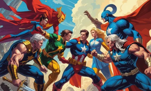 Um crossover visual impressionante que une heróis lendários de mundos diferentes em um confronto jamais visto.