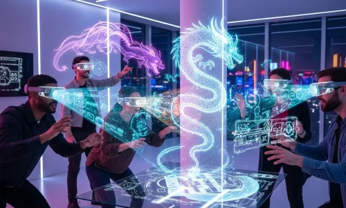 A realidade aumentada em jogos transforma espaços físicos em cenários imersivos.