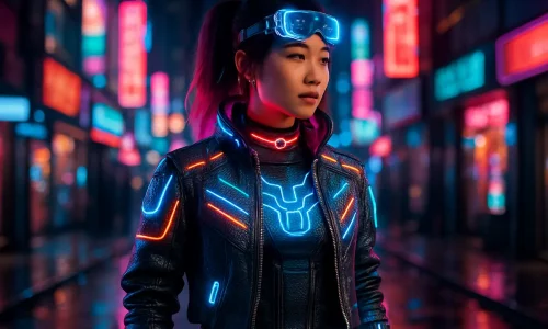 Cosplays e streetwear se unem na era da wearable tech — onde moda geek encontra tecnologia e estilo futurista.