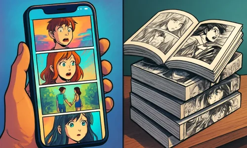 Webtoons populares em apps disputam atenção com mangás tradicionais nas estantes