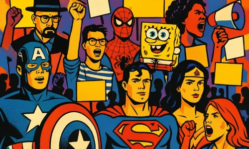 Quando cultura pop se torna parte das lutas políticas: heróis, fandoms e protestos unidos na discussão social.